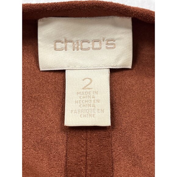 Chico’s Womens Brown Open Front Jacket 3/4 Sleeve Lightweight Elegant Size 2 - Picture 9 of 11